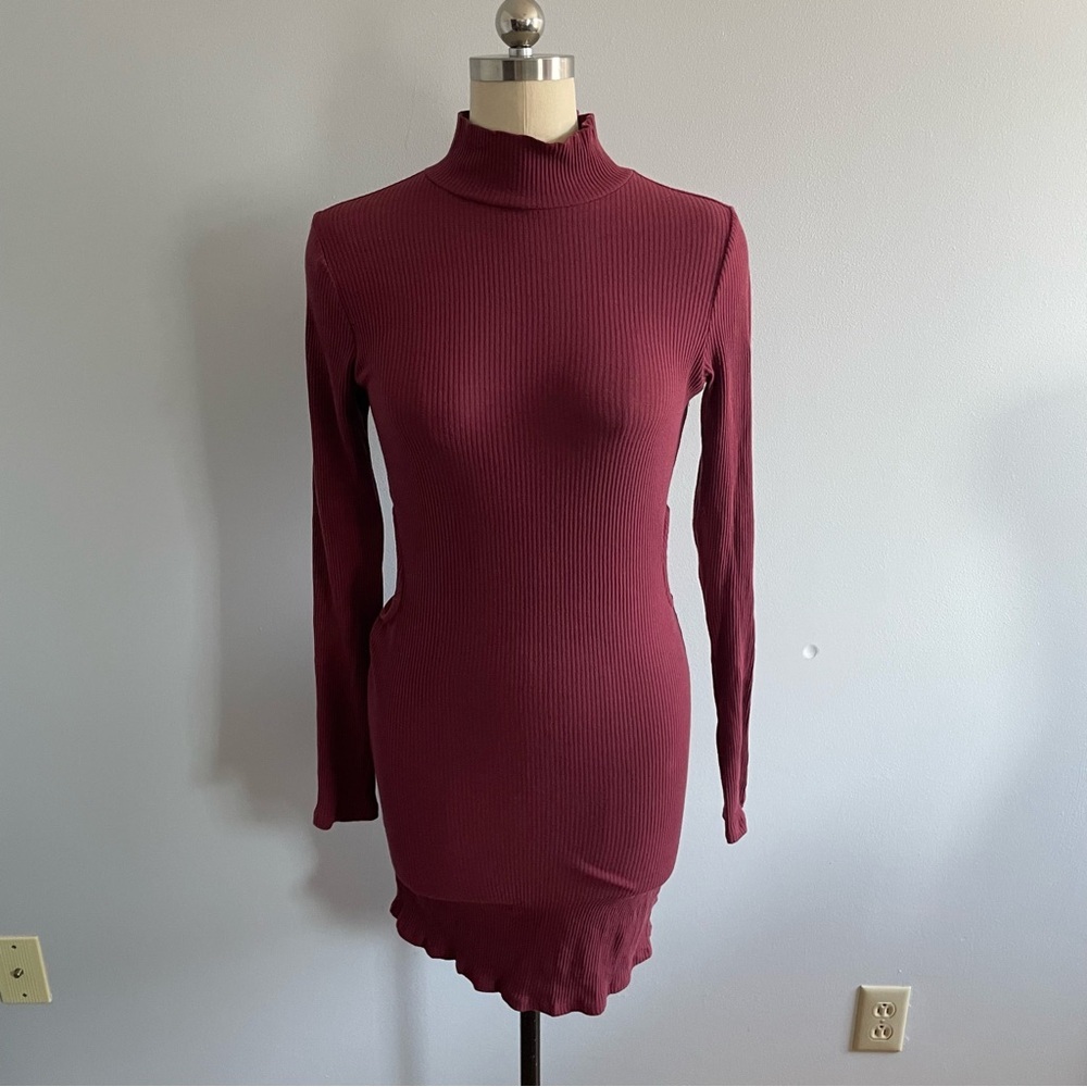 Free People Beach Turtleneck Long Sleeve Dress Cutout Bodycon Dress- Size Large